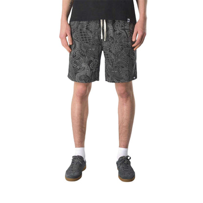 Black - Side - Pretty Green Mens Resonance Paisley Tapered Shorts