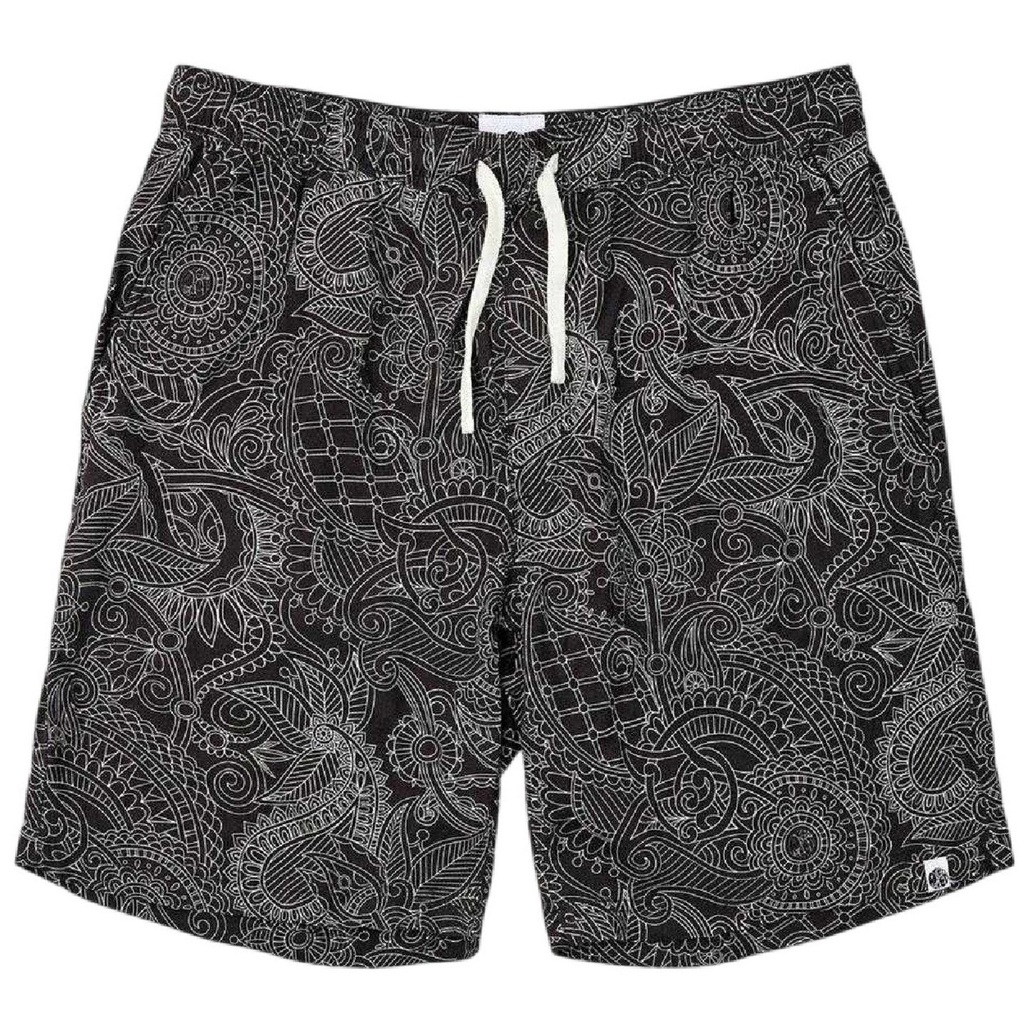 Black - Front - Pretty Green Mens Resonance Paisley Tapered Shorts