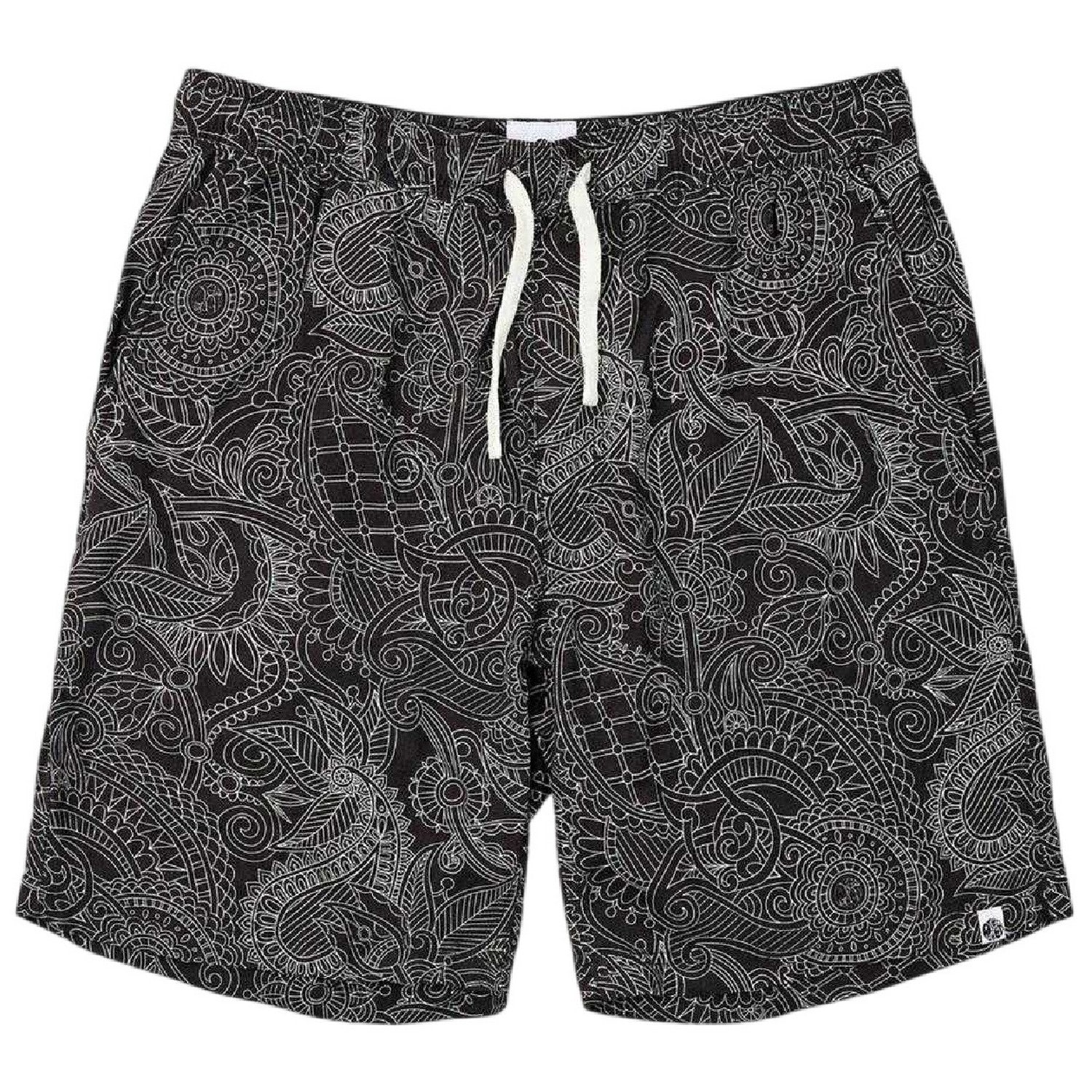 Black - Front - Pretty Green Mens Resonance Paisley Tapered Shorts