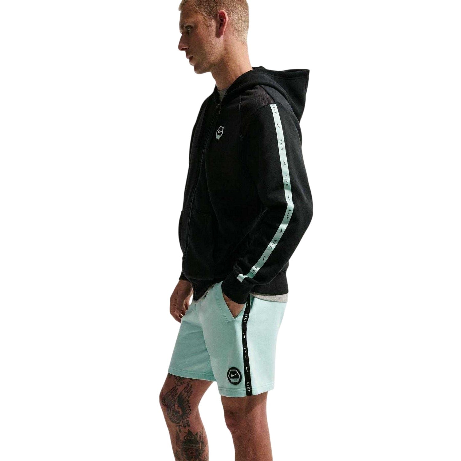 Light Blue - Side - Nike Mens City Side Fleece Shorts