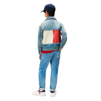 Vintage Blue - Back - Tommy Hilfiger Childrens-Kids Flag Denim Jacket