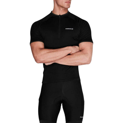 Black - Pack Shot - Pinnacle Mens Short-Sleeved Cycling Jersey