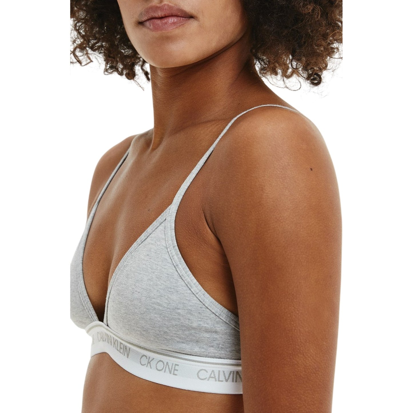 Grey - Side - Calvin Klein Womens-Ladies Cotton Triangle Cups Bra