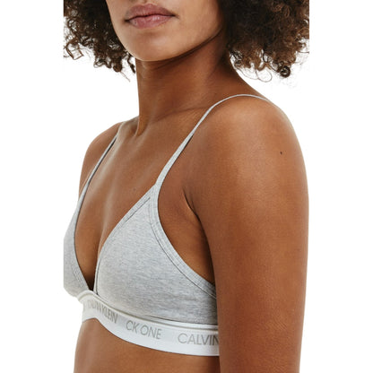 Grey - Side - Calvin Klein Womens-Ladies Cotton Triangle Cups Bra
