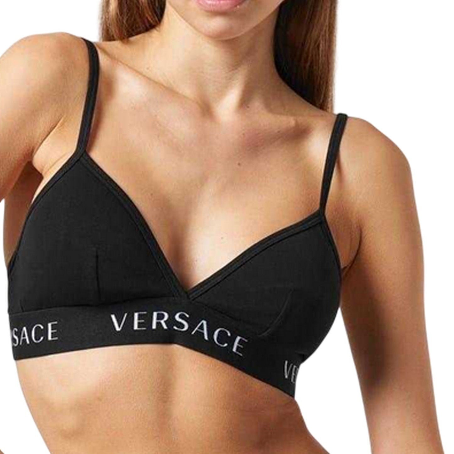 Black - Side - Versace Womens-Ladies Essentials Triangle Cups Bra