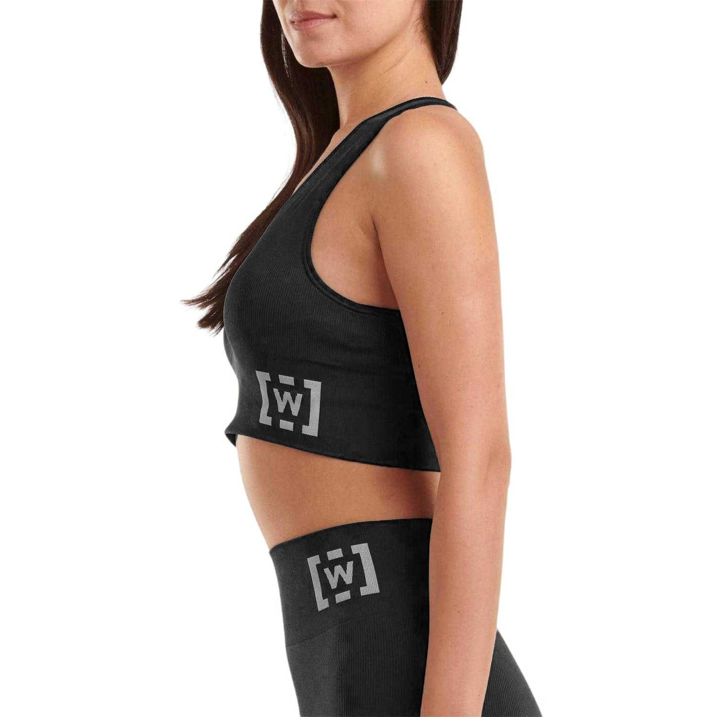 Black - Side - Wolford Womens-Ladies Ribbed Plunge Sports Bra