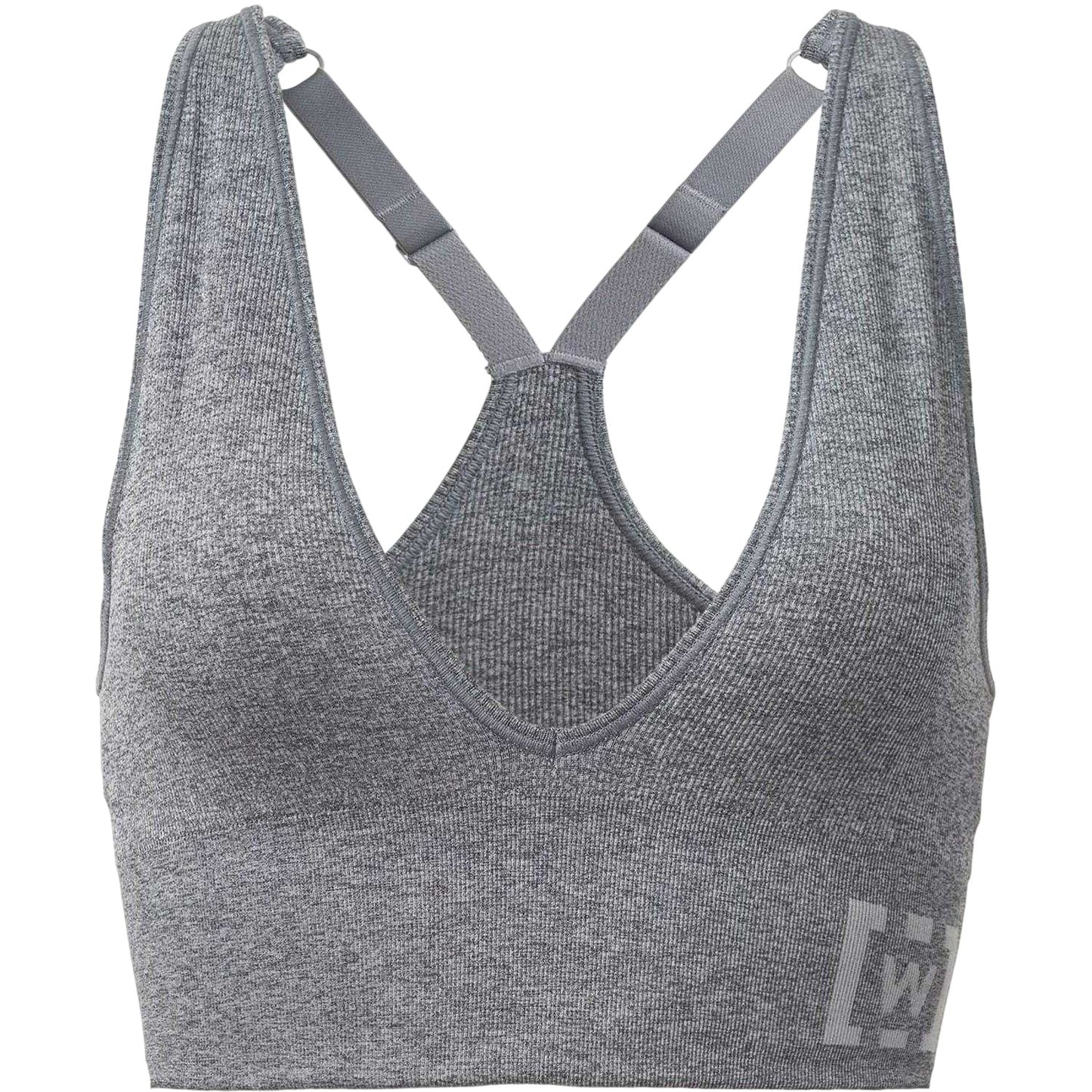 Grey - Front - Wolford Womens-Ladies Ribbed Plunge Sports Bra