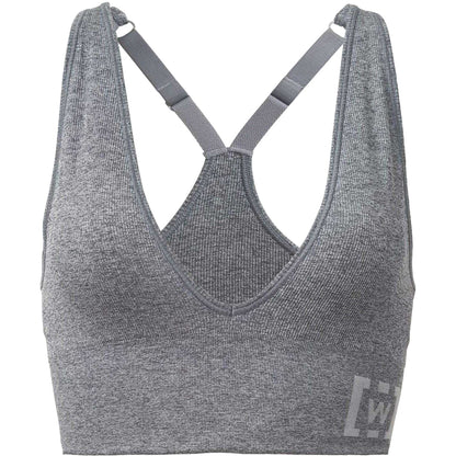 Grey - Front - Wolford Womens-Ladies Ribbed Plunge Sports Bra