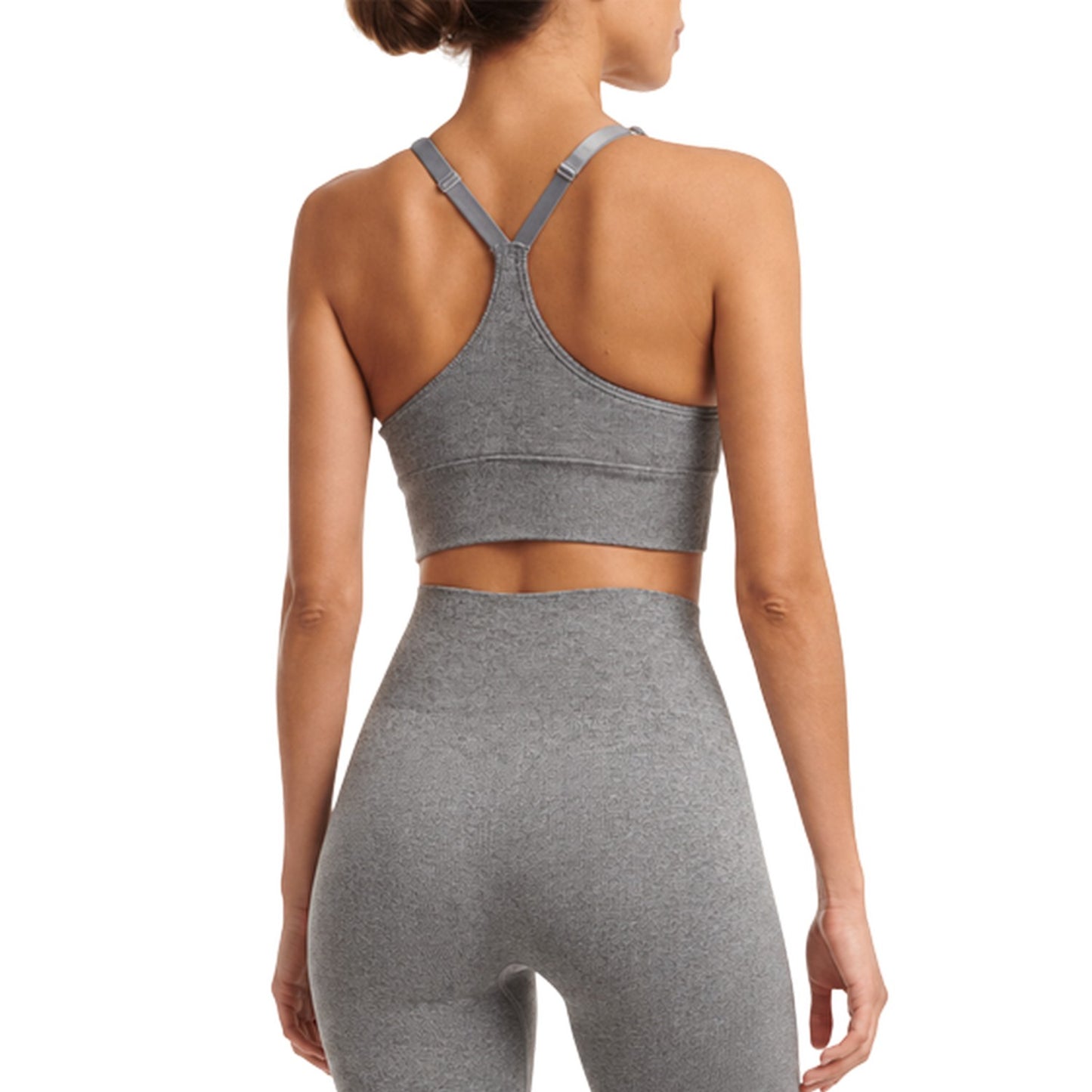 Grey - Back - Wolford Womens-Ladies Ribbed Plunge Sports Bra