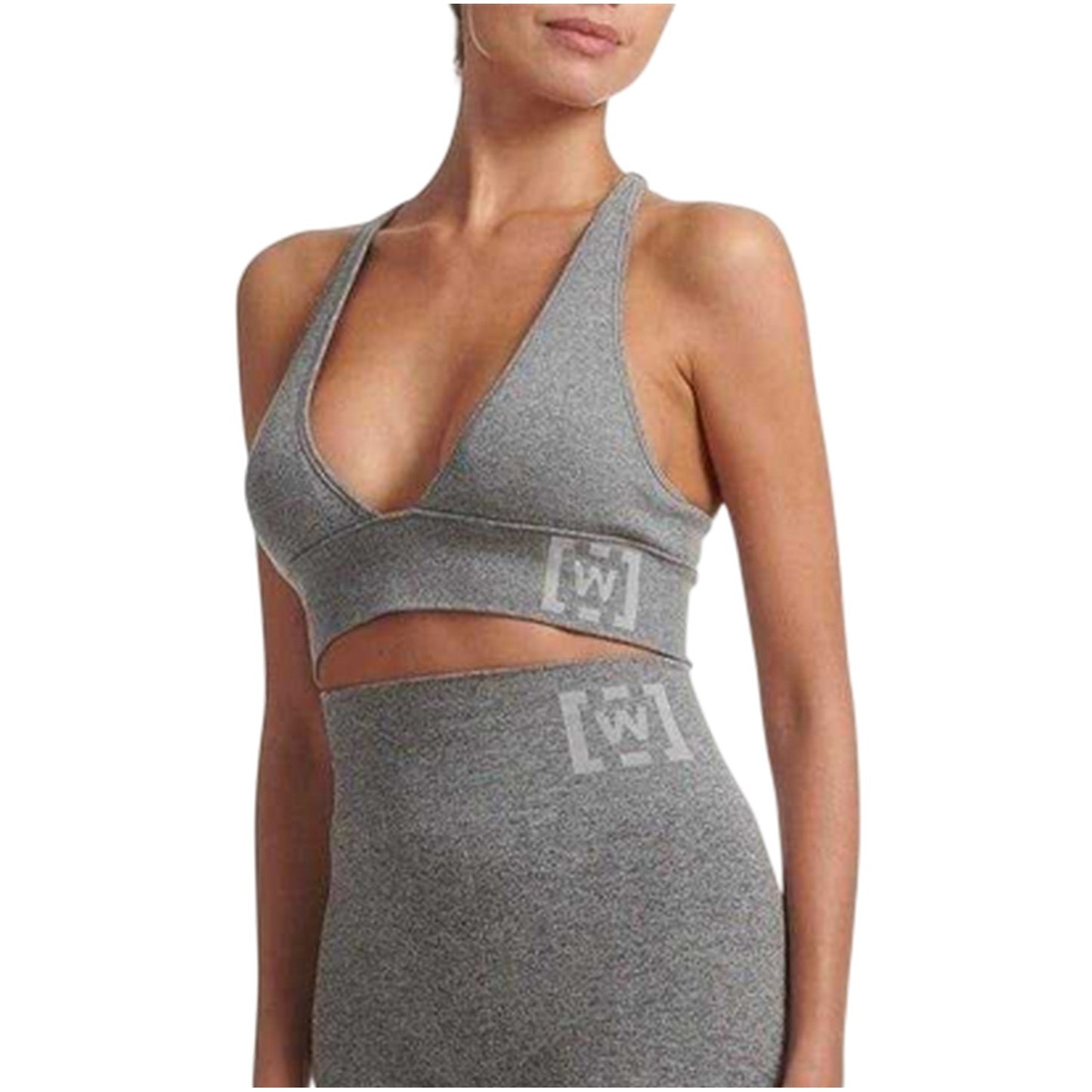 Grey - Side - Wolford Womens-Ladies Ribbed Plunge Sports Bra