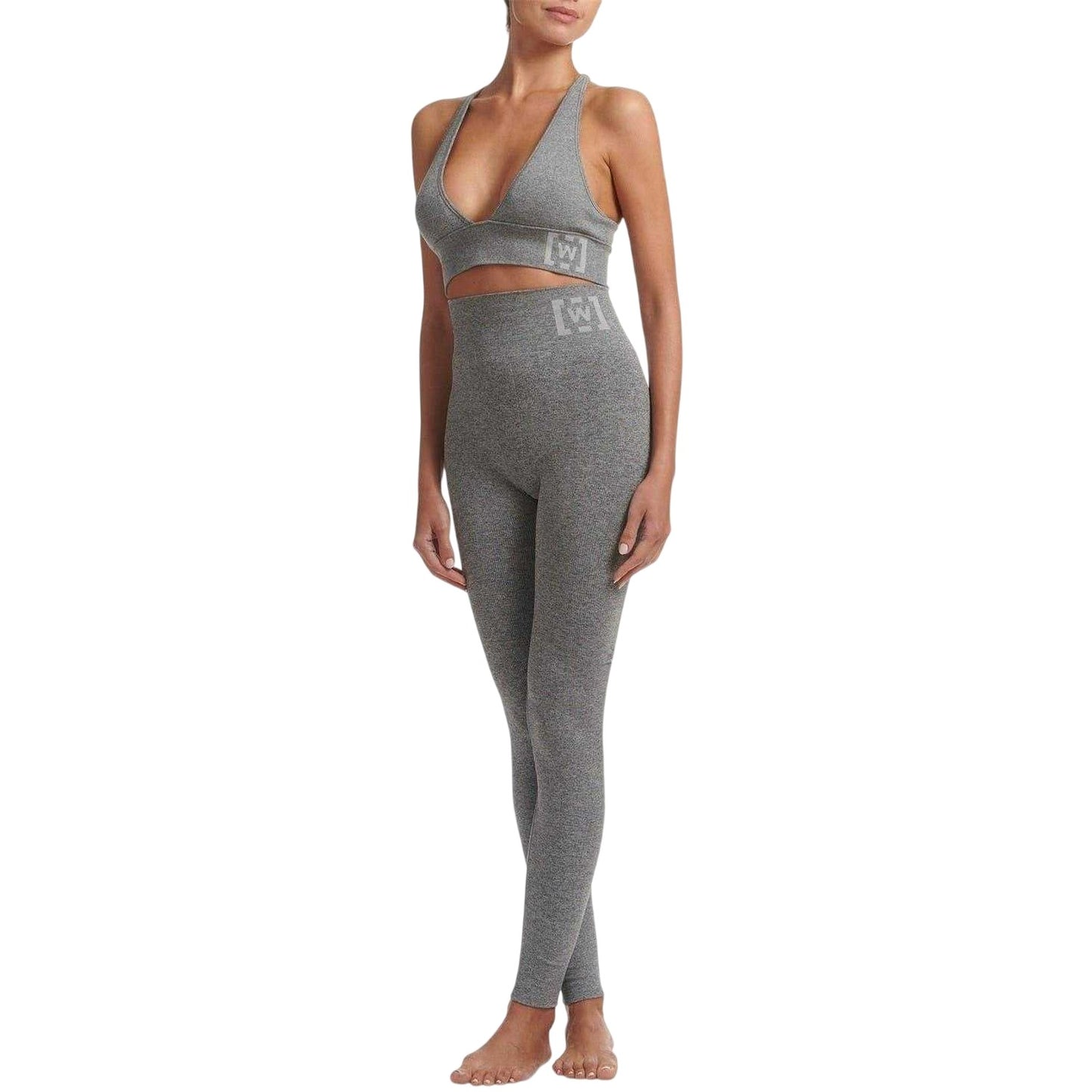 Grey - Lifestyle - Wolford Womens-Ladies Ribbed Plunge Sports Bra