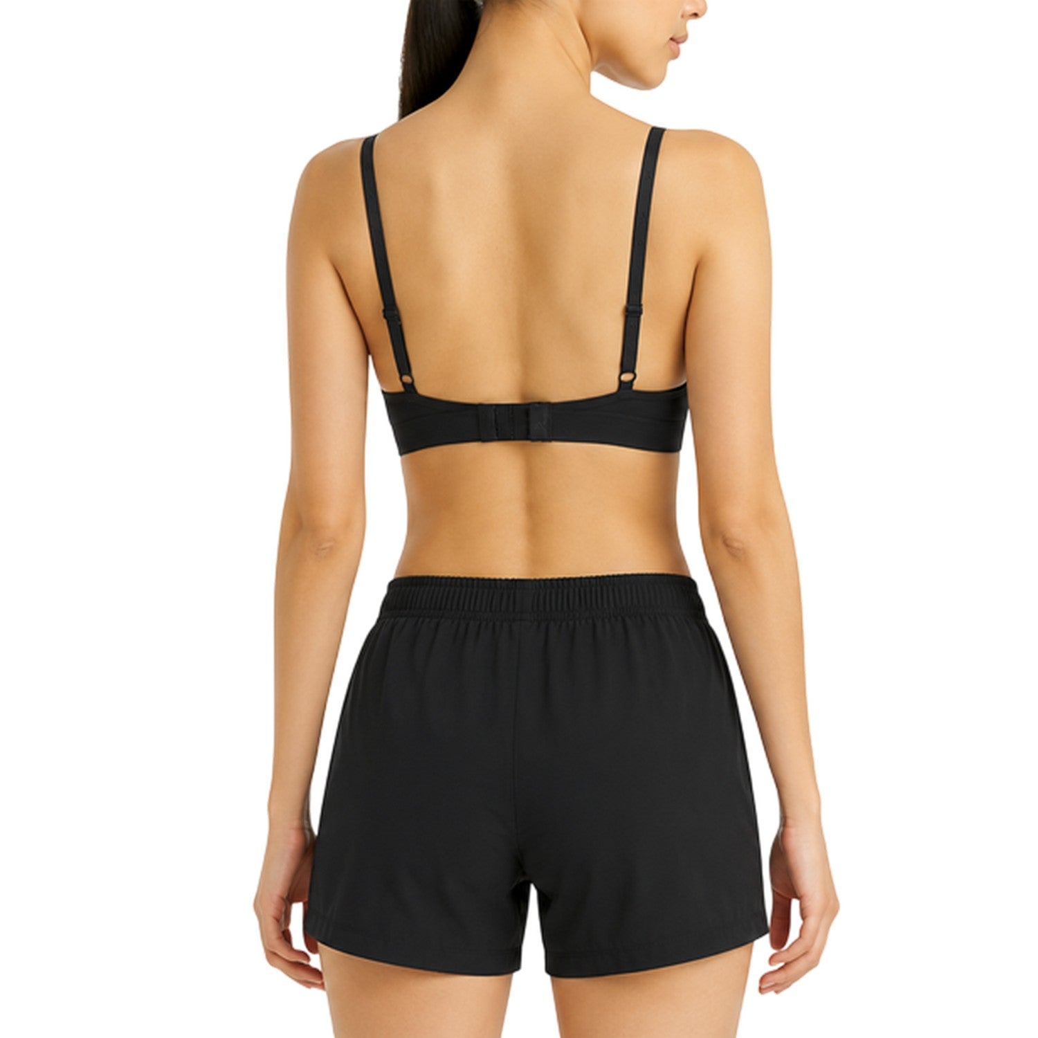 Black - Back - Adidas Womens-Ladies Essentials 3 Stripes Bralette