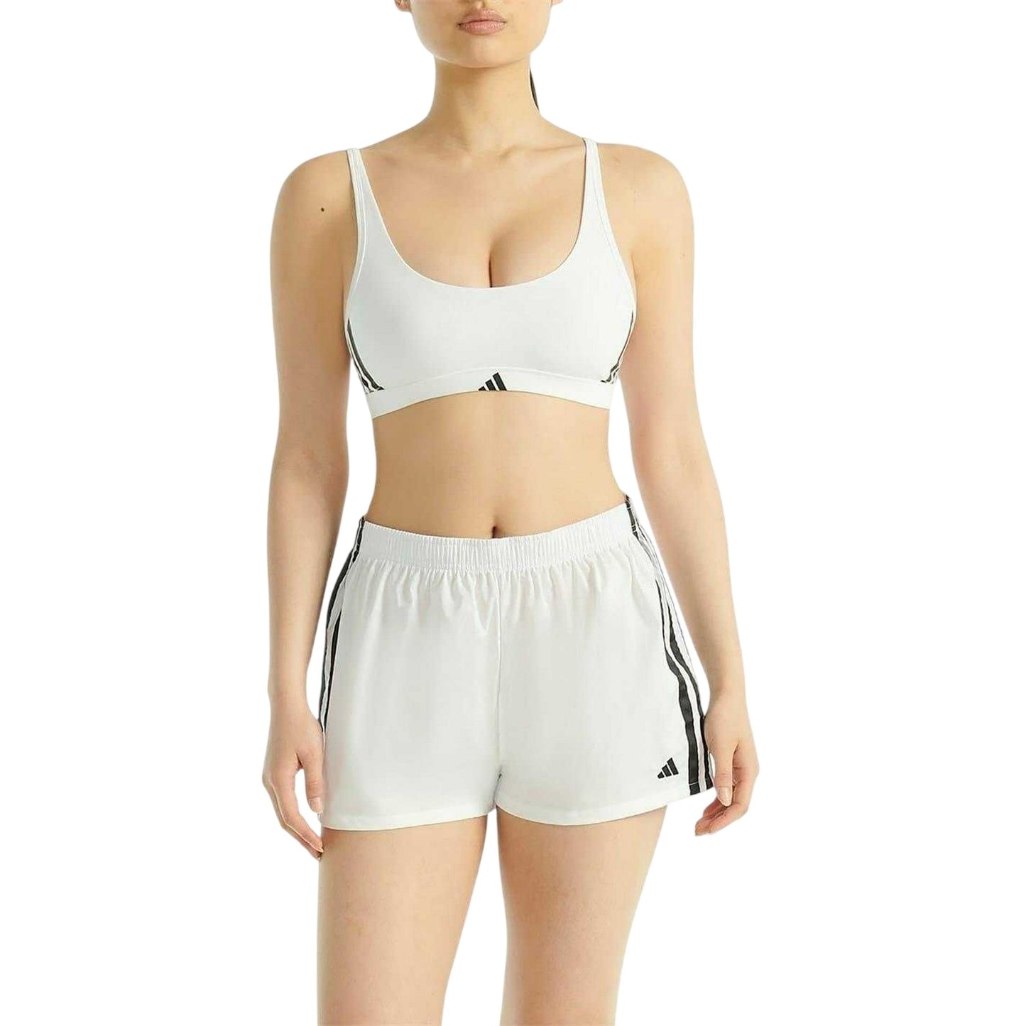 White - Front - Adidas Womens-Ladies Essentials 3 Stripes Bralette