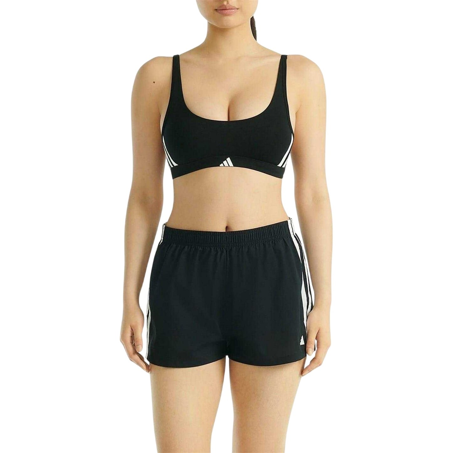 Black - Front - Adidas Womens-Ladies Essentials 3 Stripes Bralette
