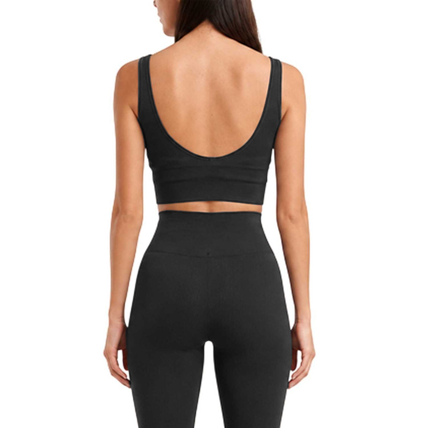 Black - Back - Wolf Womens-Ladies Cropped Sports Bra