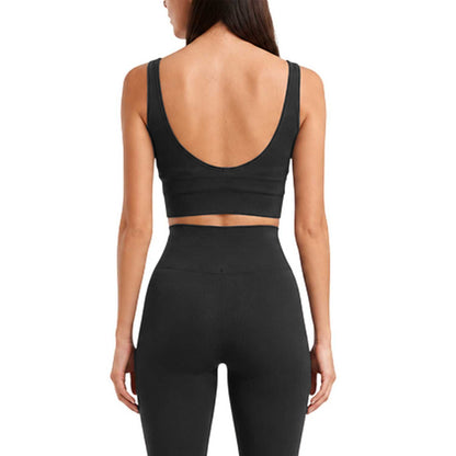 Black - Back - Wolf Womens-Ladies Cropped Sports Bra