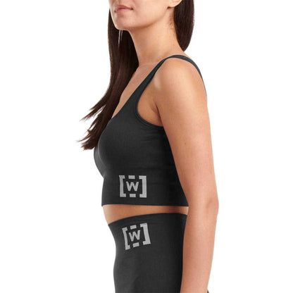 Black - Side - Wolf Womens-Ladies Cropped Sports Bra