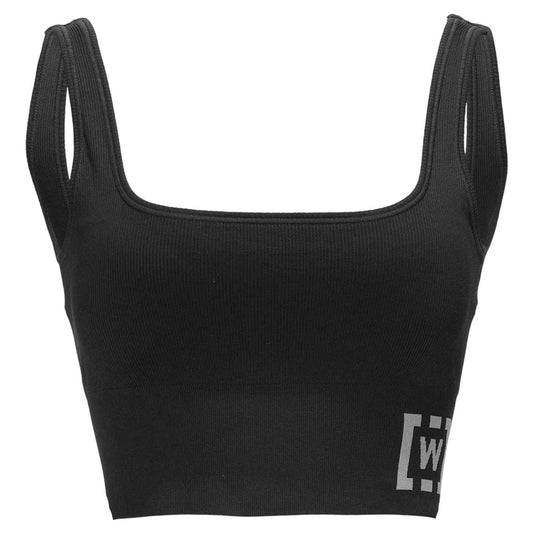 Black - Front - Wolf Womens-Ladies Cropped Sports Bra