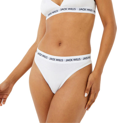 White-Grey-Black - Side - Jack Wills Womens-Ladies Deptford Logo Thong (Pack of 3)