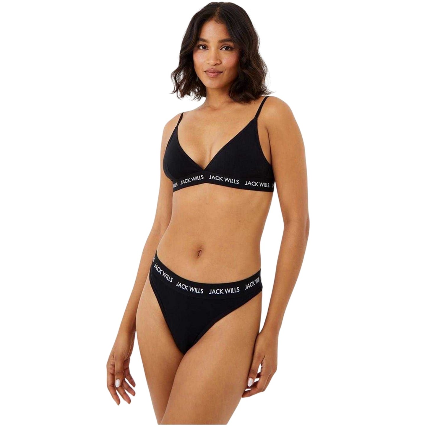 Black - Lifestyle - Jack Wills Womens-Ladies Deptford Logo Thong (Pack of 3)