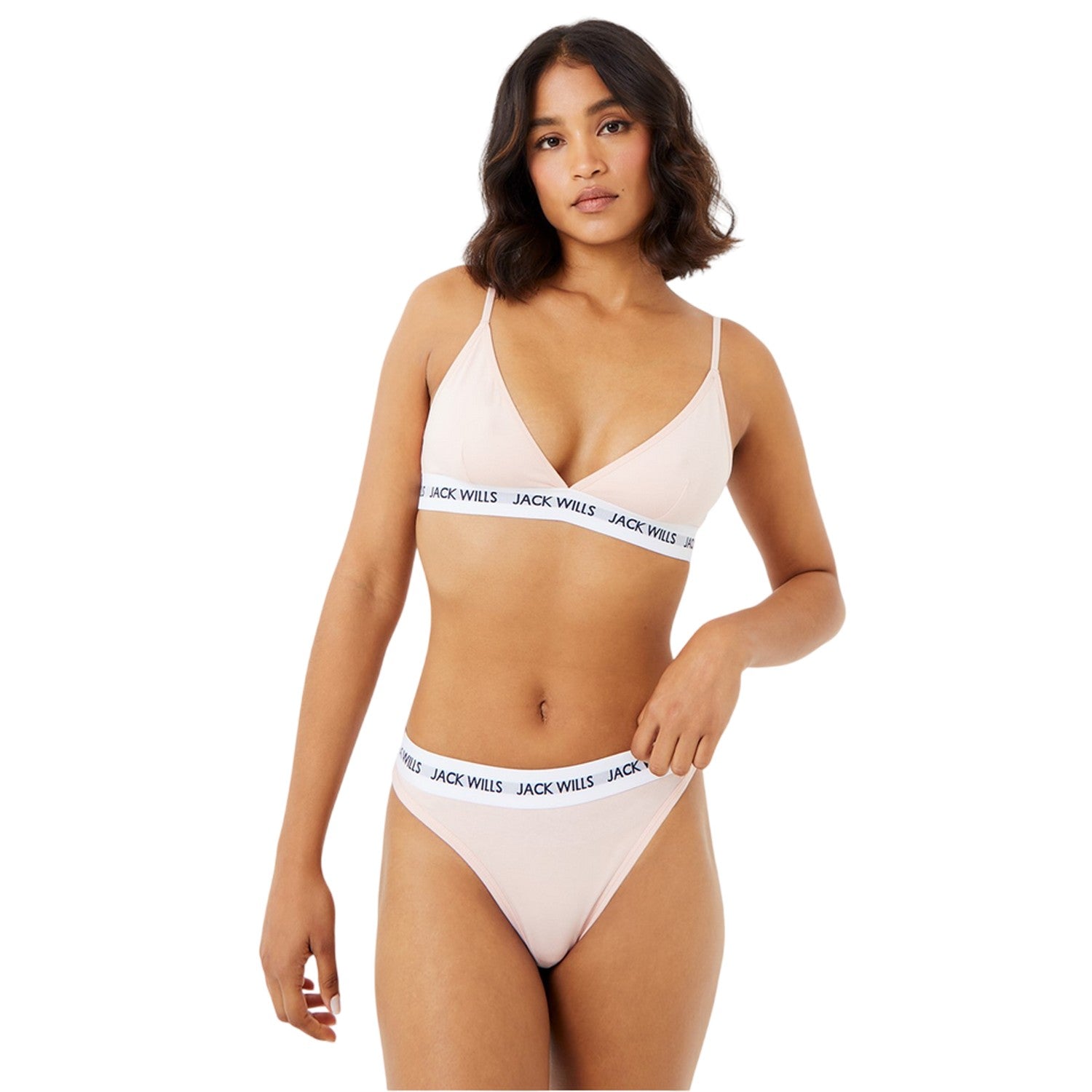 Pink-Navy-Grey - Lifestyle - Jack Wills Womens-Ladies Deptford Logo Thong (Pack of 3)