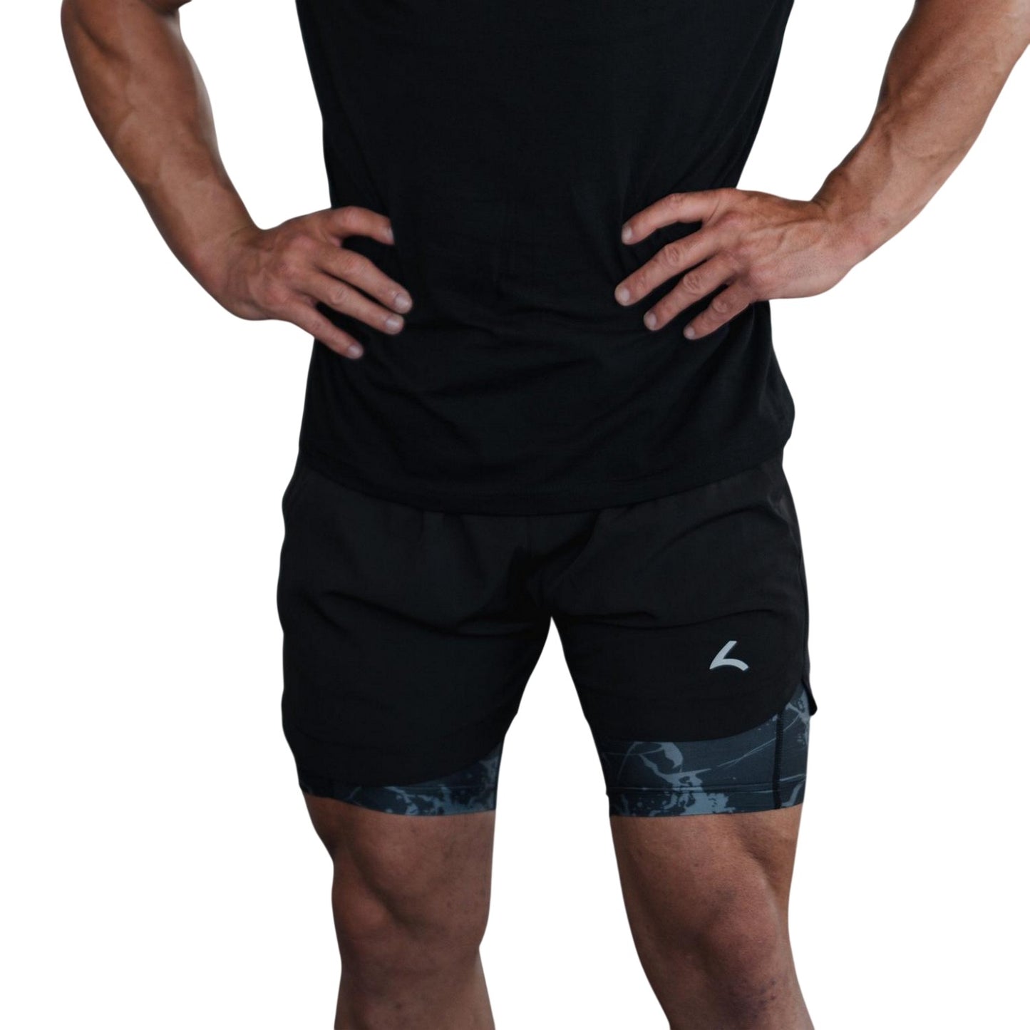 Black - Side - Reeva Mens Microfibre Running Shorts