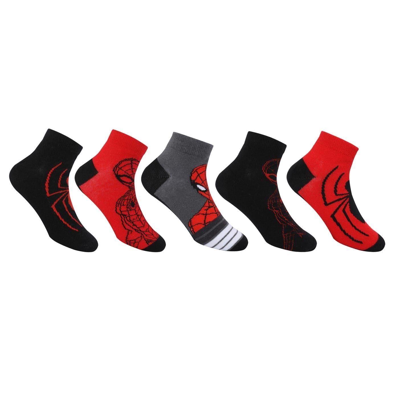 Red-Blue - Front - Spider-Man Childrens-Kids Trainer Socks (Pack of 5)