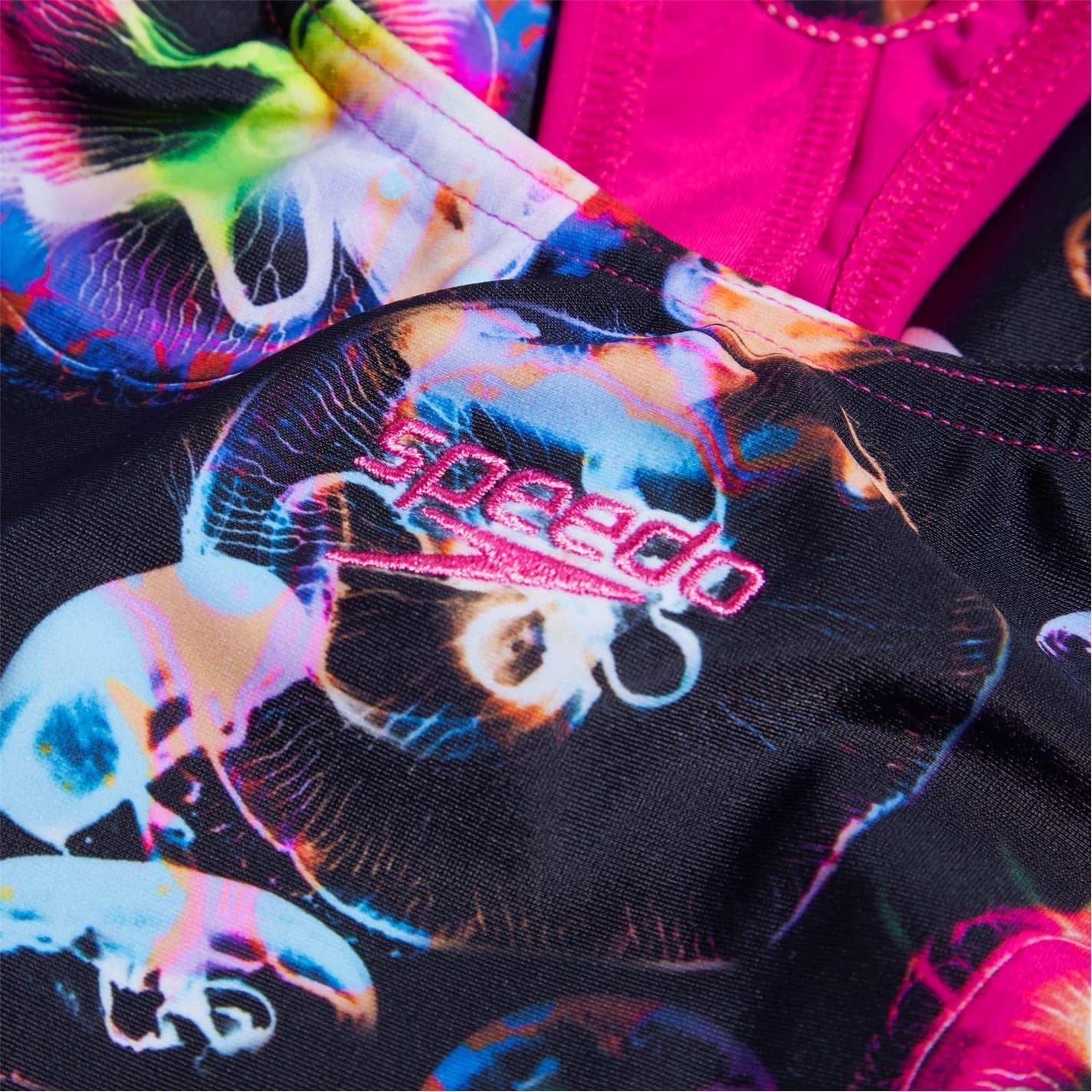 Black-Pink - Back - Speedo Girls Jellyfish One Piece Swimsuit
