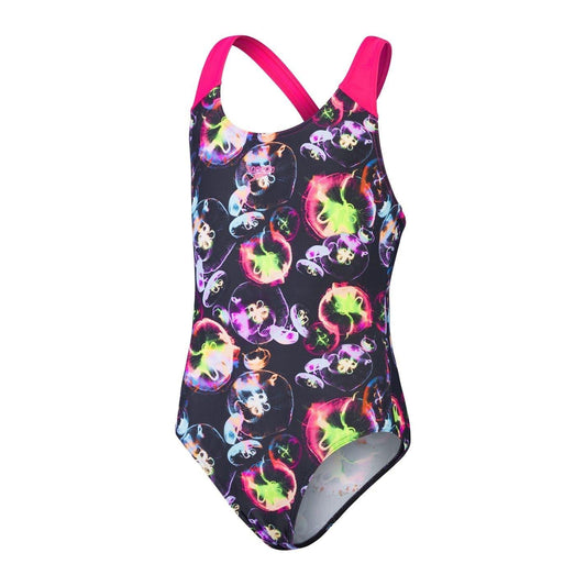 Black-Pink - Front - Speedo Girls Jellyfish One Piece Swimsuit
