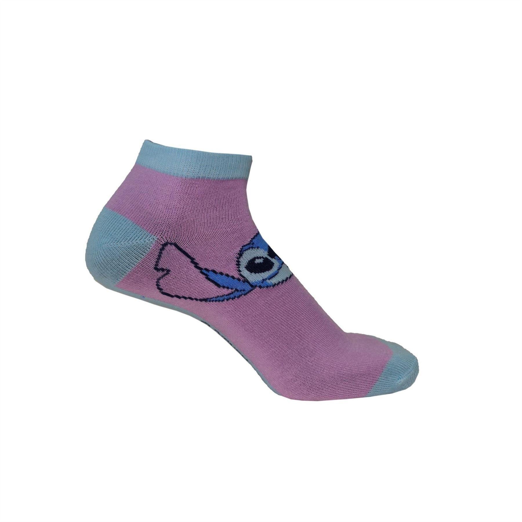 Purple - Side - Lilo & Stitch Womens-Ladies Polyester Trainer Socks (Pack of 5)