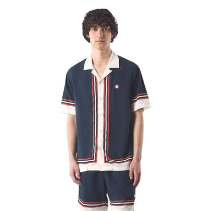Navy - Side - Pretty Green Mens Valencia CF Logo Regular Shirt