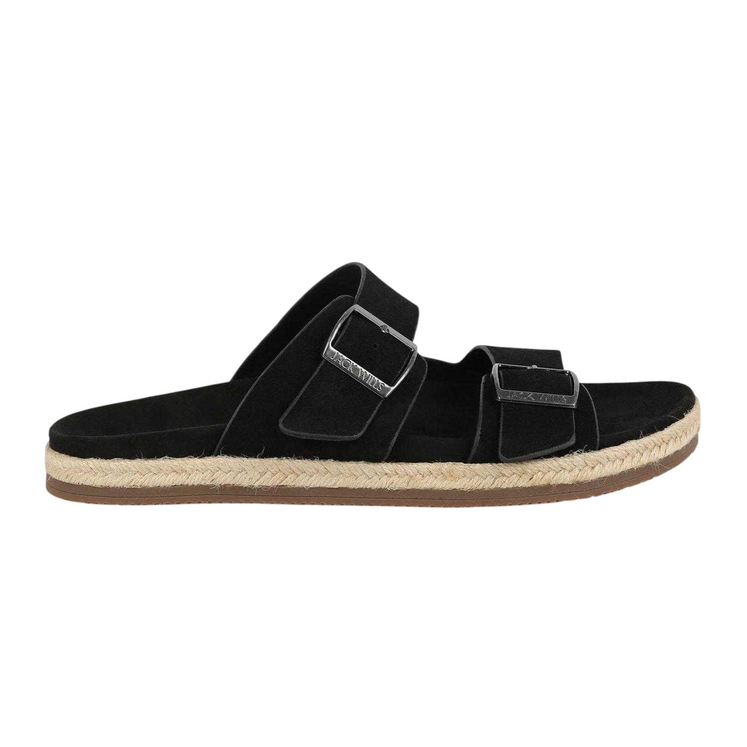 Black - Front - Jack Wills Mens Leather Slip-on Flat Sandals