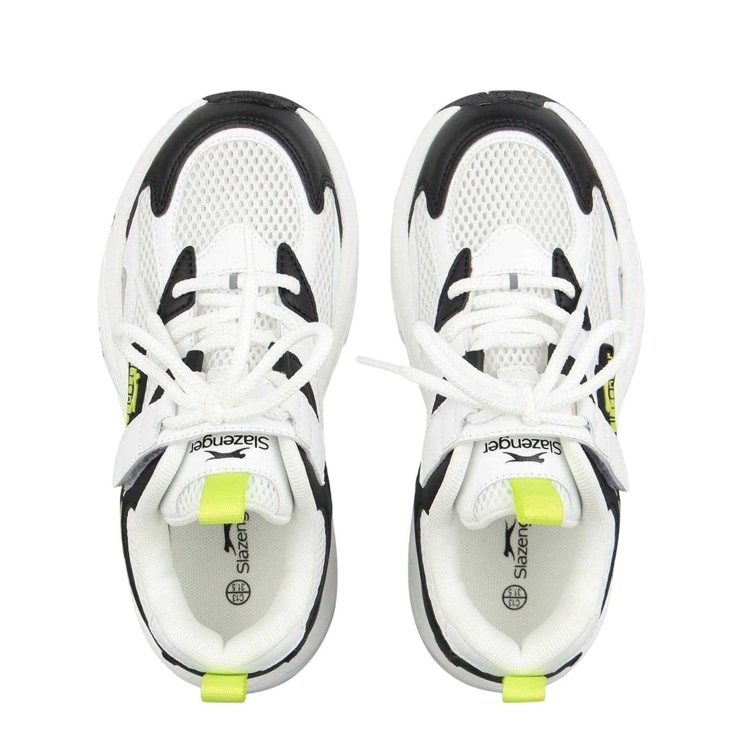 White-Black - Side - Slazenger Childrens-Kids Logo Lace Up Trainers