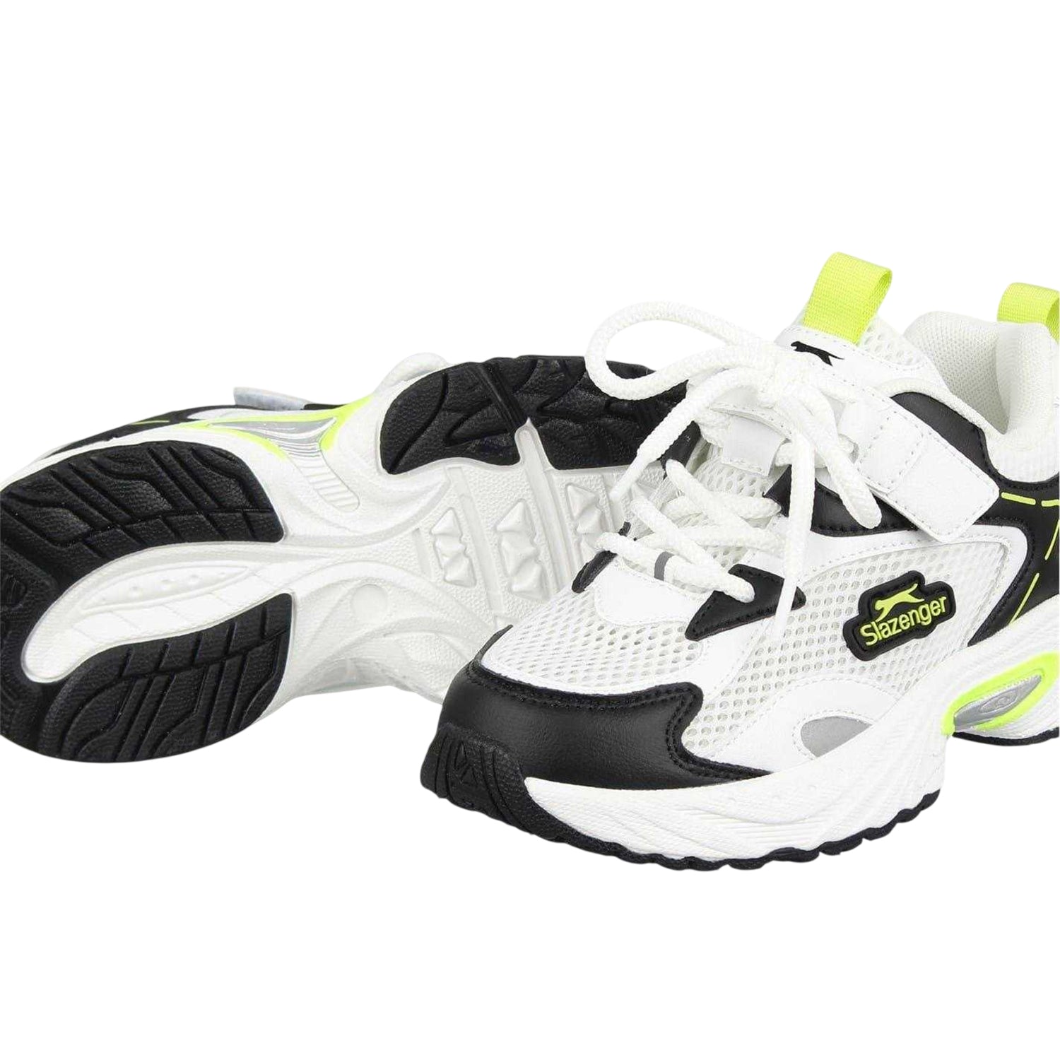White-Black - Lifestyle - Slazenger Childrens-Kids Logo Lace Up Trainers