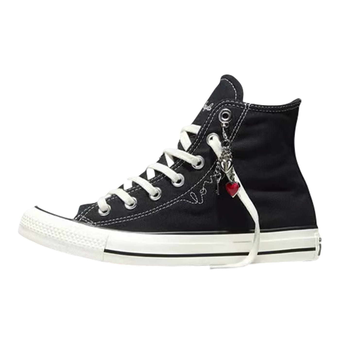 Black-Egret White - Back - Converse Womens-Ladies Chuck Classic Hi High Top Trainers