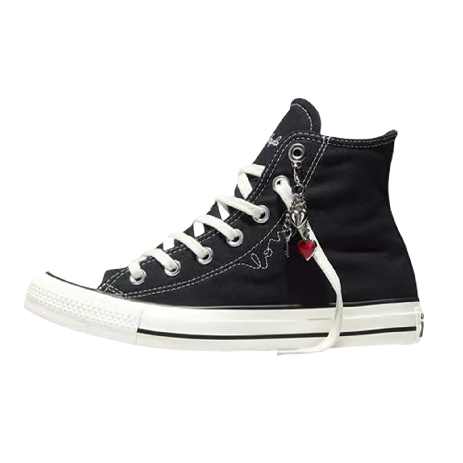 Black-Egret White - Back - Converse Womens-Ladies Chuck Classic Hi High Top Trainers