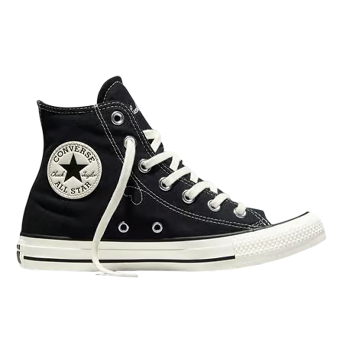 Black-Egret White - Front - Converse Womens-Ladies Chuck Classic Hi High Top Trainers