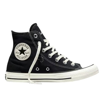 Black-Egret White - Front - Converse Womens-Ladies Chuck Classic Hi High Top Trainers