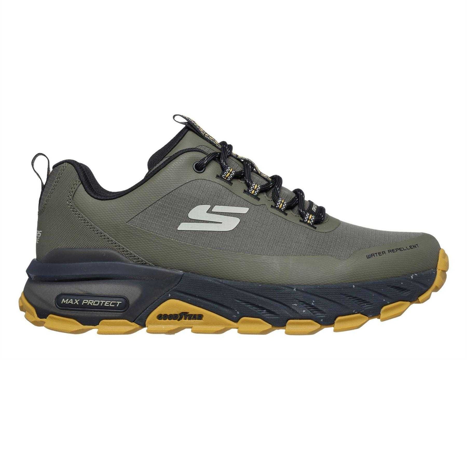 Olive - Side - Skechers Mens Max Protect Shoes