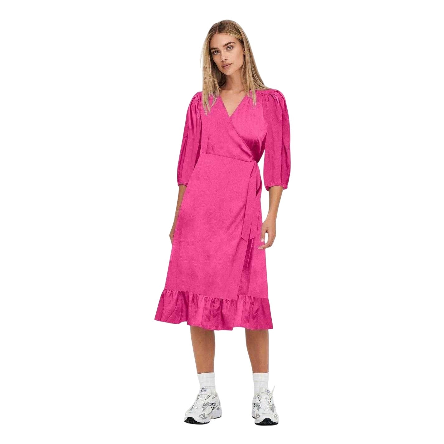 Fuchsia Purple - Side - Only Womens-Ladies Olivia Wrap Dress