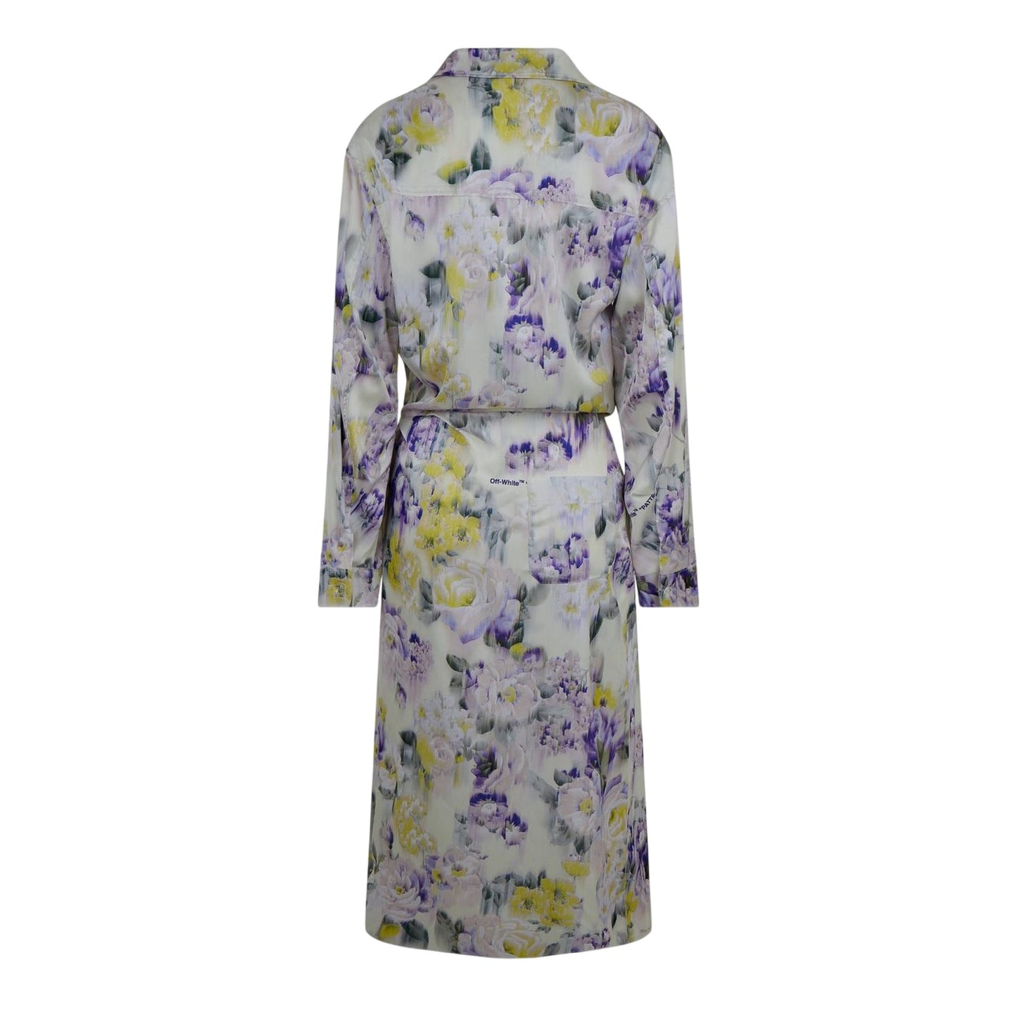 Green - Back - Off White Womens-Ladies Chine Floral Wrap Dress