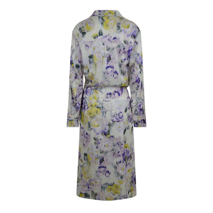 Green - Back - Off White Womens-Ladies Chine Floral Wrap Dress