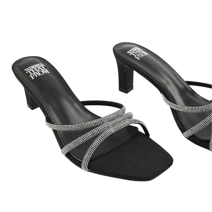Black - Side - Where´s That From Womens-Ladies Block Heel Mule Sandals