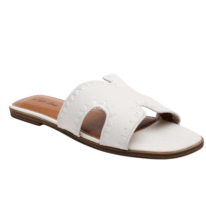 White - Front - Where´s That From Womens-Ladies Cut Out Slides