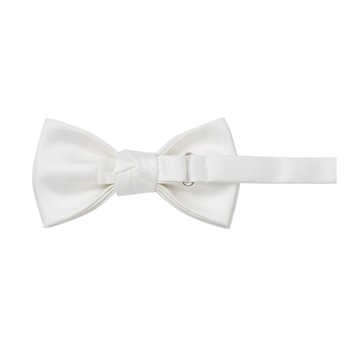 White - Back - Off White Plain Satin Formal Bow Tie
