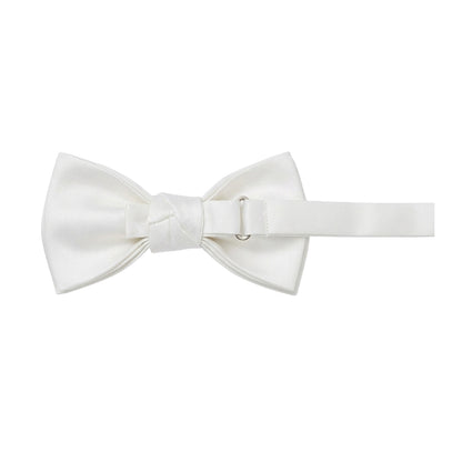 White - Back - Off White Plain Satin Formal Bow Tie
