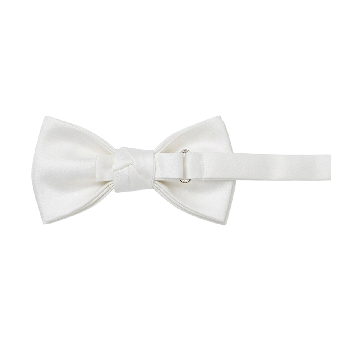 White - Back - Off White Plain Satin Formal Bow Tie
