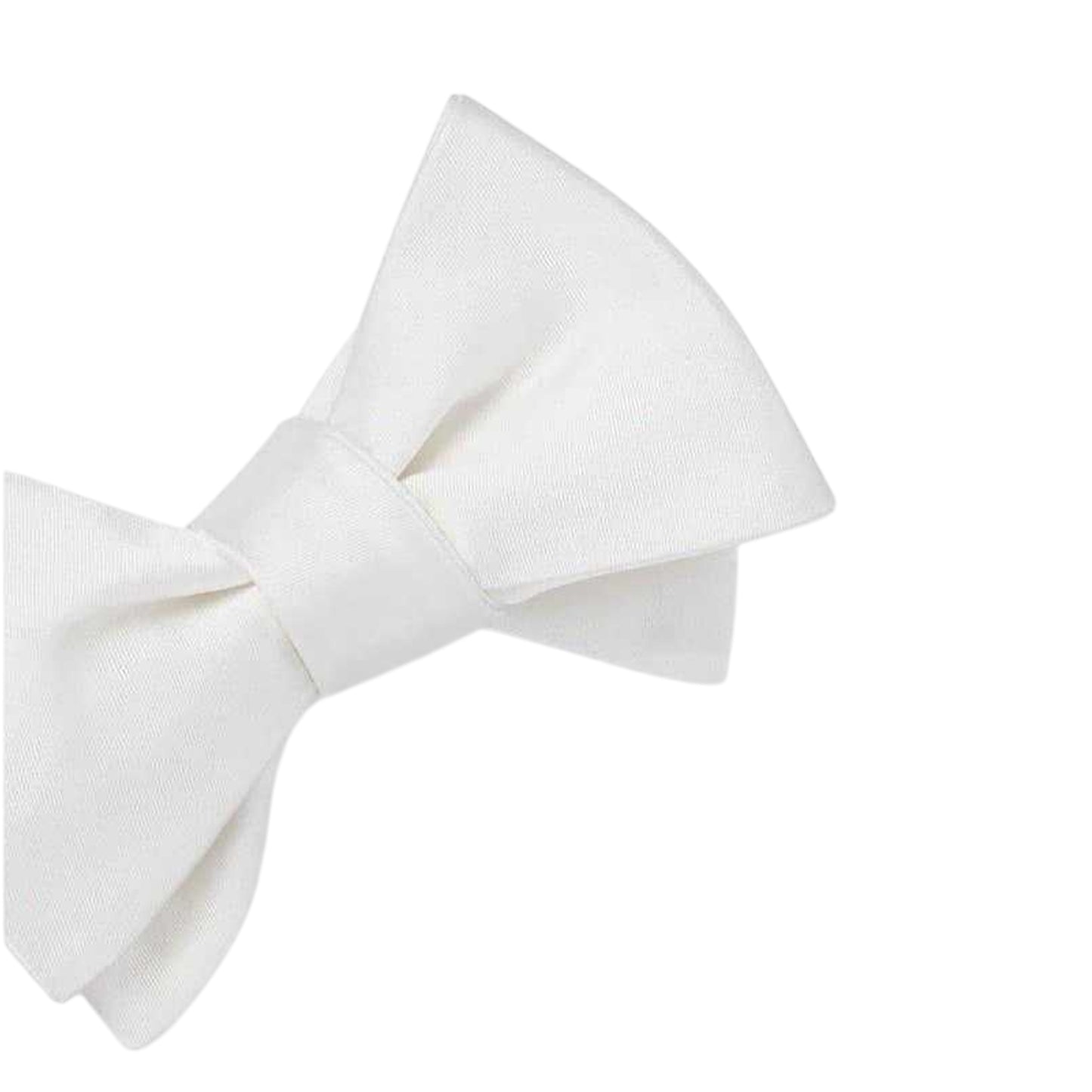 White - Side - Off White Plain Satin Formal Bow Tie
