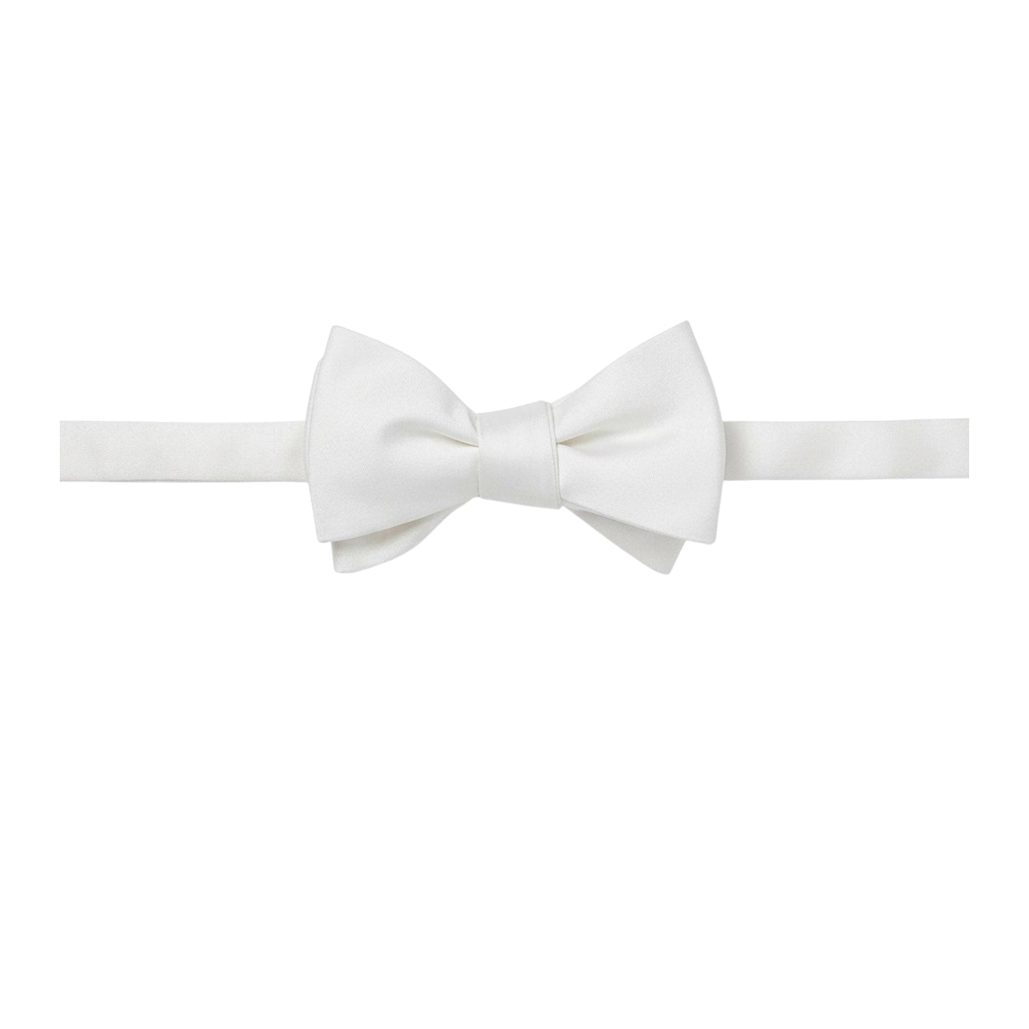 White - Lifestyle - Off White Plain Satin Formal Bow Tie