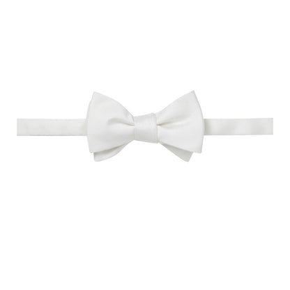 White - Lifestyle - Off White Plain Satin Formal Bow Tie